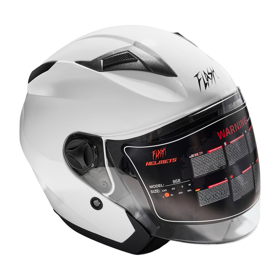 کلاه کاسکت بدون فک فلش مدل 868 glossy white